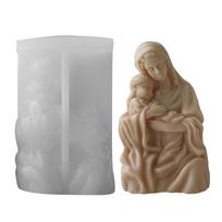 Beautiful Handmade Candle Crafts Mold Creative Y Mother Hugging Child Statue Shaped Candle Mold for Candle Crafting 1 gray