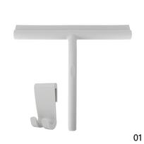 Shower Squeegee Scraper Glass Wiper Mirror Cleaner with Hook Bathroom Silicone Cleaning Tool with Handle pilka spalva