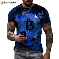 Bitcoin Graphic 3D Printed T-shirt Men Women Summer Fashion Casual Fitness Tops Tees Harajuku Streetwear Oversized T Shirt S balta