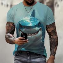 Funny 3D Shark Print T Shirt For Men Street Trend Hip Hop Clothing Casual O-neck Short Sleeve T-Shirt Fashion Loose Summer Tops S