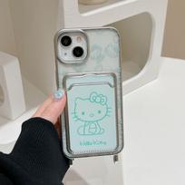 KT Cat mint green case for Apple 15/14/13/12/11/PRO/PROMAX/XS/XR/XS/XSMAX 11 Pro Max gray