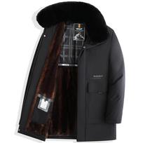 Men's Winter Plus Size Warm Coat Medium-length Lined with Fleece Outdoor Windproof Jacket Casual Warm Jacket L black