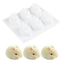 6 formų silikoninė 3D zuikučio formelė tortų dekoravimui white