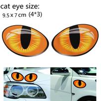 1Pair 3D Funny Reflective Cat Eyes Car Stickers Truck Head Engine Rearview Mirror Window Cover Door Decal Graphics 9.5*7cm juoda