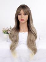 Gradientu dažytas didelių banguotų ilgų garbanotų plaukų perukas 28inch beige