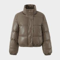 Winter Short Parka Women's Thermal Jacket Stand Collar Cotton-padded Jacket Artificial Leather Temperament Elegant Coat L kava