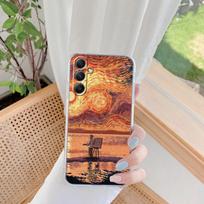 Minkštas silikoninis skaidrus dėklas Xiaomi Redmi 13C Note 13 Pro Samsung A55 A54 A34 S24 iPhone 14 15 su Van Gogo rašto kameros apsauginiu smūgiams atspariu dangteliu iPhone 15 Plus gray