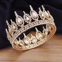 Royal Queen King Round Diadem Gorgeous Crystal Bridal Tiaras and Crowns Wedding Hair Jewelry Bride Head Ornaments Party Prom white