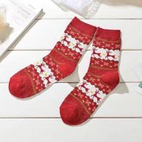Žieminės šiltos raštuotos kojinės, minkštos mergaitės ilgos kojinės iki batų, kasdienės kalėdinės šiltos kojinės 1 pair raudona