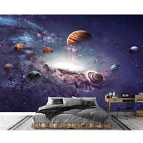 Planetų Sienos Tapetas Nuimamas Saulės Sistema Dideli Tapetai Svetainei Valgomajam Miegamajam Sienos Tapetas 200 cm(W) x 140 cm(H) gray
