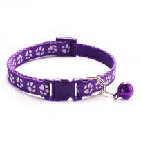 Pet Cat Bell Collar Dog Print Cat Collar Multiple Colors Optional Necklace Ring Cat Rope Collar Supplies S violetinė