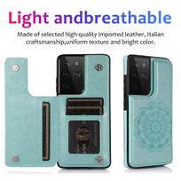 Applicable To Samsung S21 Mobile Phone Leather Case Embossed A52 A32 Mobile Phone Case Insert Card Note20 Ultra Protective Case A72 5G mėtų žalios spalvos