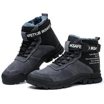 Labor Insurance Shoes, Velvet High-top Work Shoes, Anti-smashing and Anti-piercing Safety Shoes 47 black
