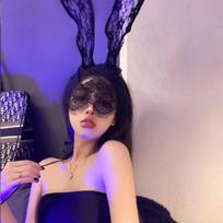 Seksuali juodų nėrinių maskaradinė kaukė moterims, kostiumų vakarėliui, nėrinių kaukė akims su zuikio ausimis