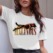Bėglis Borderkolis Malinua 90-ųjų T-shirt Moterims Korėjietiškas T-shirt Mielas Vipetas M balta