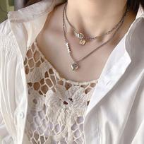 925 Sterling Silver Love Heart Star Pendant Thai Silver Necklace Round Bead Chain Asymmetric Necklace For Women S-N641