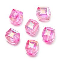 Acrylic Prismatic Sugar Cube Beads DIY Mobile Phone Chain Bracelet Beaded Jewelry Material 10PCS pink