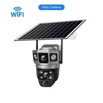 Saulės 4G / WIFI kamera CCTV dviejų objektyvų trijų ekranų automatinis stebėjimas lauko saugos stebėjimo PTZ kamera 【wifi】none card pilka/juoda