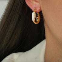 Hong Kong Style Weight Color Glaze Creative Earrings Niche Design Hollow U-Shaped Ear Buckle Trend Personality Geometric Stud Earrings