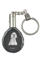 Pudelis - pakabukas su šuns nuotrauka, krištolo raktų pakabukas dovanų dėžutėje, unikali Art-Dog dovana skaidri
