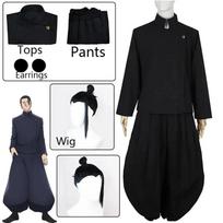 Geto Suguru Cosplay Anime Jujutsu Kaisen Geto Suguru Cosplay kostiumas Juodas mokyklinis uniformos perukas kostiumas Helovino kostiumas vyrams L-(Costume+Wig) black