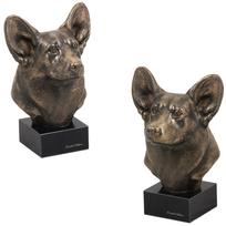 Pembroke Welsh Corgi - Dog statue, bust on stone base, sculpture, trophy for dog show by Art-Dog brand ruda