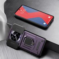 KEYSION Shockproof Armor Case for Realme 13 Pro+ 5G Slide Camera Protection Ring Stand Phone Back Cover for Realme 13 Pro 5G for Realme 13 Pro 5G violetinė