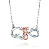 Rose Gold Plated Dog Infinity Necklace Jewelry Women 925 Sterling Silver Zircon Pendant Necklace