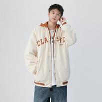Jacket Boys Autumn Hong Kong Style Brand Fleece Tooling Hooded Jacket Men's Loose Casual Baseball Uniform Top S