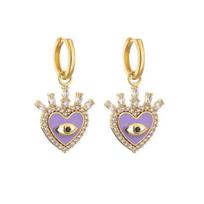 Pair ,Love Heart Shape Evil Eyes Drop Earrings For Women Vintage Statement Crystal Dangle Jewelry gray