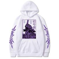 Vyriški Evangelion Anime stiliaus gobtuvai su EVA-00 PROTO TYPE grafika Unisex megztinis ilgomis rankovėmis megztinis Harajuku stiliaus gobtuvai Gatvės drabužiai XXXXL balta