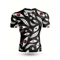 Animated 3D Printed T-shirt Men's Compression Shirt Short Sleeve Top Fitness T-shirt Novel Slim-fit Tight T-shirt Men's Cosplay S black