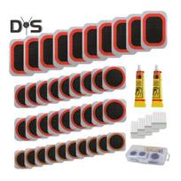 1 rinkinys dviračio vidinės padangos remonto rinkinys su 35/30/50 mm lopais, klijais, metaliniu dilde, MTB plento kalnų dviračio padangos pradūrimo remonto įrankiais, dviračio priedais A