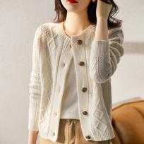 Spring and Autumn Sweater Loose Joker Lazy Wind Vintage Twisted Knitted Cardigan Jacket Solid Color Bottoming Shirt XXXL smėlis