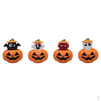 4 Pieces Halloween Pumpkin Statue Rocking Ghost Sculpture Desk Ornament Funny Figurine for Bookshelf