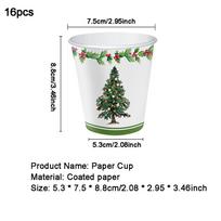 Kalėdų stalo reikmenų rinkinys Kalėdų teminis vakarėlis Fresh Series vienkartinės lėkštės Popieriniai puodeliai Vėliavos traukimo stalo reikmenys Paper cups 16pcs