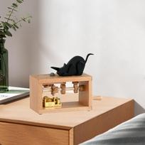 Hand Crank Music Box Decor, Creative Unique Figurines, Wooden Musical Ornaments Cat