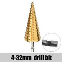 6Pcs Step Drill Bit Saw Drill Bit Set HSS Step Drill Bit Set 4-12/20/32mm Metal Twist Drilling Titanium Milling Cutter Metal Core 1PC 4-32MM