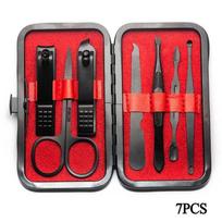 Manikiūro nagų kirpimo mašinėlių pedikiūro rinkinys, nešiojamas kelioninis higienos rinkinys nerūdijančio plieno nagų kirpimo įrankių rinkinys 7 pcs black