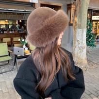 Skrybėlė Žiema Nauja beretė mada Laukinė sustorėjusi šilta imitacija Lapės plaukai audinė Aksominė Mongolija kepurė Moteriška kepurė One size tamsiai ruda spalva