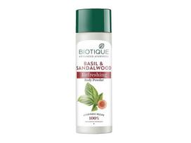 Biotique Bazilikų ir sandalmedžio gaivinanti kūno pudra| Ajurvedinė ir organiškai gryna | 100% botaniniai ekstraktai | 150 g visiems white