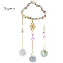 Suncatcher Wind Chime Pendant Vibrant Colors Beautiful Reflections Rainbow Faux Crystal Handmade Garden Window Pendant A beige