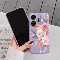 Gėlių minkštas silikoninis dėklas, skirtas Redmi Note 13 Pro 13C 14 Poco C65 Samsung A55 M35 S24 Xiaomi iPhone 15 Huawei Honor 200 Realme 8 fotoaparato smūgiams atsparus dangtelis Realme 12 5G balta