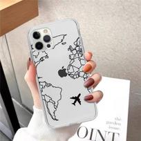 Applicable To IPhone16 Couple Mobile Phone Case Love Map Men's and Women's Aircraft Lines Mobile Phone Case 16plus gray