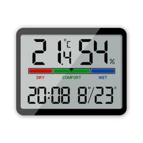 Temperatūros drėgmės matuoklis Daugiafunkcis magnetinio dizaino didelio ekrano elektroninis žadintuvas 8280 juoda