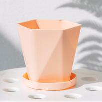Plastikinis dervos vazonas Geometrinis Šiaurės šalių vazonų medelyno konteineris Bonsai 7*11*13cm rožinė