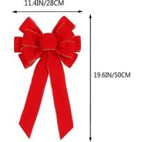 50cm Didelio Dydžio Raudoni Kalėdiniai Kaspinai Lauko Dekoracijos Didelis Kalėdinės Eglutės Viršūnės Kaspinas Aksominis Vainikas su Blizgančiu Aukso Kraštu Priekinių Durų Dekoracija 1pc