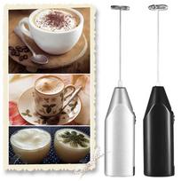 1 vnt. rankinis nerūdijančio plieno pieno putų plakiklis, putojantis maišytuvas Espresso Cappucino Latte Maker Baterijomis veikiantis plaktuvo maišytuvas sidabras