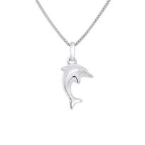 Pendentif Enfants - LÉA & ARTHUR - Dauphin - Or Blanc 375 - Bijou Anallergique - Écrin Prestige balta