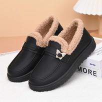 Moteriškos šiltos „Fuzzy Moccasin“ šlepetės, žieminės vilnos pamušalas, vidaus lauko namų batai iš PU odos Patogūs neslystantys vaikščiojimo batai moterims 36 brown